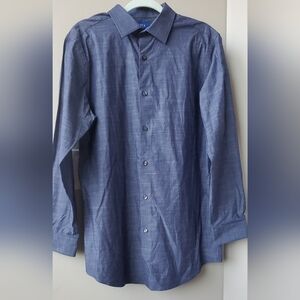 NWOT Men's Premier Flex Long Sleeve Button Up Apt 9 Slim Fit Blue Dress Shirt